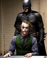 Heath Ledger and Christian Bale in Batman: The Dark Knight