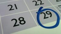 Calendar page with the 29th circled