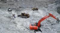 Rescue effort at the scene of the avalanche