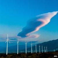 Wind turbines and lenticular cloud
