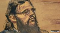 Courtroom sketch of Adis Medunjanin in New York 16 April 2012