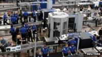 Airport security checks at Denver International Airport on Thanksgiving Day, 24 November 2010