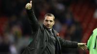 Brendan Rodgers doing thumbs up sign
