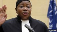 Fatou Bensouda takes the oath to become the new prosecutor of the International Criminal Court (ICC)