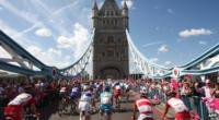 Tour de France going over bridge