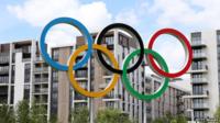 Olympic rings near Olympic Village