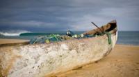 A wooden canoe used for fishing