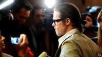 Brad Pitt being interviewed at his latest UK film premiere