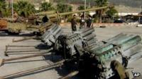 Photograph published by opposition activists purportedly showing heavy weapons captured at 46th Regiment base near Aleppo (25 November 2012)