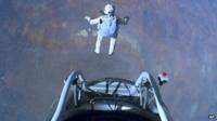 Baumgartner in freefall above the Earth