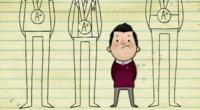 A cartoon showing Dominic Wood stood next to his brothers who are all wearing medals.