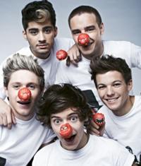 One Direction wearing Comic Relief red noses