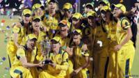 Australia women's cricket team celebrating their win