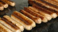 Sausages on a hot plate