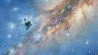 An artist's impression of Voyager-1 as it passes across the Milky Way
