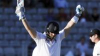 Matt Prior of England's cricket team celebrating