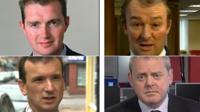 (Gyda'r cloc) David Davies, Simon Hart, Guto Bebb ac Alun Cairns