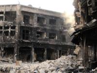 Damaged buildings in the centre of Aleppo (November 2012)