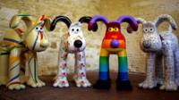 Painted 'Gromit' statues