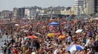 Packed Brighton beach