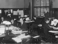 Civil servants at work in the House of Commons committee office in London