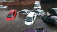Cars in flood water near Mansfield Road