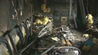 Inside the damaged clubhouse
