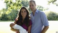 The Duke and Duchess of Cambridge pose with their son, Prince George.