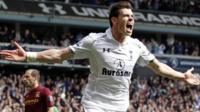 Gareth Bale celebrates scoring for Tottenham Hotspur