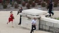 People were seen fleeing from the sounds of gunfire near the US Capitol