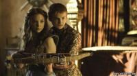 Jack on set as King Joffrey Baratheon with his co-star Natalie Dormer