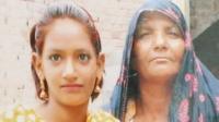 File photo of Iram (left) with a family member in Lahore