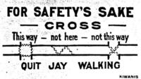 Image of a card handed to pedestrians in Hartford, Connecticut, in 1921. Reproduced in Street Rivals: Jaywalking and the invention of the Motor Age by Peter Norton, Technology and Culture, Volume 48, Number 2, April 2007