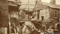 Postcard showing the destruction of housing in Hartlepool from the bombardment