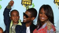 Usher with Kile and ex-wife Tameka at the 2008 Kids' Choice Awards in Westwood, California