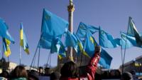 Protest in support of Crimean Tatars in Kiev. 8 March 2014