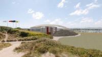 Delwedd artist o'r Academi Hwylio newydd