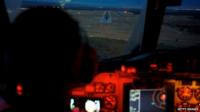 An RAAF AP-3C Orion makes final approach to Pearce airbase after an 11-hour search mission 24/03/2014