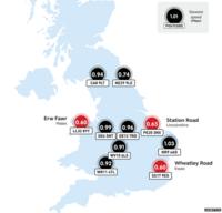 An inforgraphic showing the worst postcodes for broadband speed