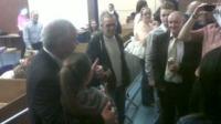 Dermot Nicholl gets a hug