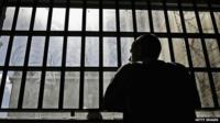 Man looking out of prison
