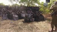 In this photo taken from video by Nigeria's Boko Haram group released on Monday 12 May 2014 shows the alleged missing girls abducted from the north-eastern town of Chibok