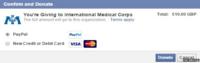 Facebook Ebola payment page