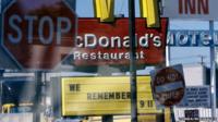 McDonald's sign reading: "We remember 9 11"