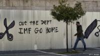 Anti-austerity graffiti on an Athens street