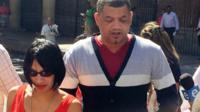 Celeste Nurse (in orange dress) and her husband Morne (in cardigan) leaving the Cape Town Magistrates Court on 27 Febraury