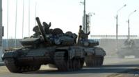 Rebel tanks in Luhansk, file pic