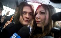 Raffaele Sollecito and his girlfriend Greta Menegaldo arrive at Italy's highest court building, in Rome, Wednesday, 25 March 2015
