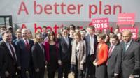 Ed Miliband and his shadow cabinet launching their election battle bus