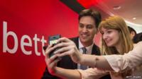 Ed Miliband posing for a selfie photo after Friday's speech